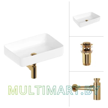 Умывальник Lauter 21487-50 (клапан 21190G + сифон 21635G, золото)